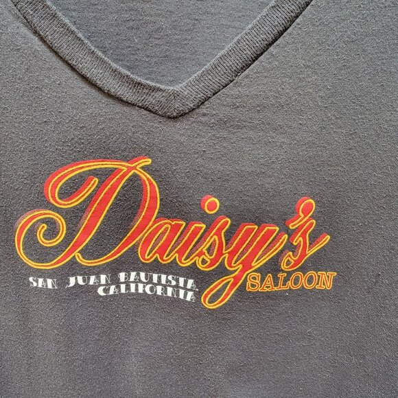 District Tops - District Gray Daisys Saloon San Juan Bautista California V-Neck Tee Pre-Shrunk